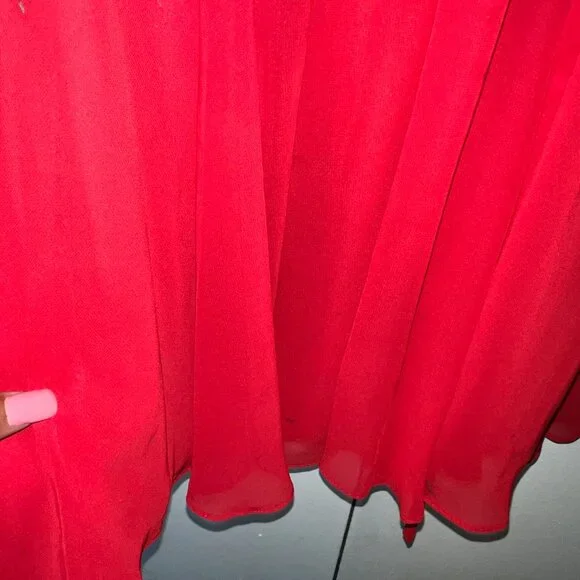 Beautiful Boston Proper Sassy Red Dress V neck pleaded Size 18 - Picture 4 of 5